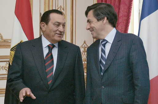 François Fillon et le président égyptien Hosni Mubarak lors de la visite de ce dernier en France en août 2007 (Photo : AFP)