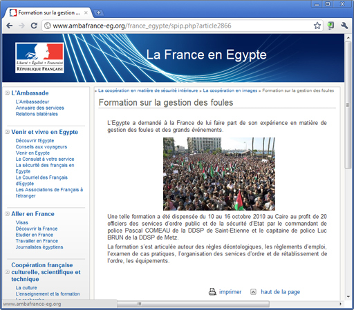 Capture d'écran du site ambafrance-eg.org (Photo : SIWEL) Capture d'écran du site ambafrance-eg.org (Photo : SIWEL)