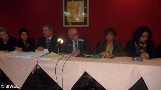 Les membres de la CNCD, lors de la conférence de presse. PH/Siwel