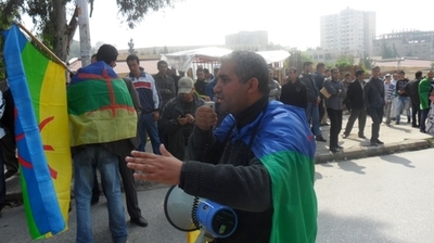 Bouaziz Ait Chebib lors de la dernière marche du MAK à Tizi-Ouzou. Ph/DR