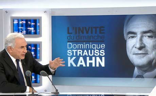 Dominique Strauss-Kahn sur le plateau du JT de 20h de Claire Chazal dimanche 18 septembre 2011. (Photo : TF1)