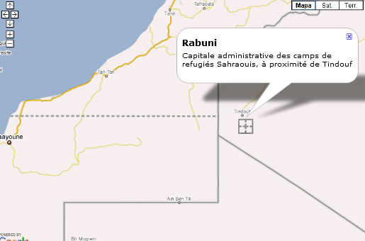Le camps de réfugiés sahraouis "Rabuni", près de Tindouf, Algérie. (Photo : Google)