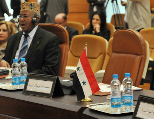 Siège vide de la Syrie lors de la réunion de la Ligue arabe à Rabat, Maroc, le 16 novembre 2011. (Ph/DR)