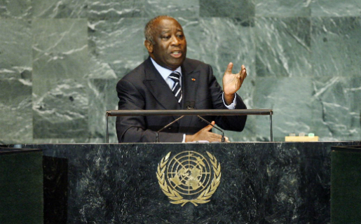 Laurent Gbagbo, à la tribune de l'Assemblée générale des Nations Unies, à New York. (PH/DR)