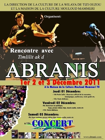 Affiche du Concert des Abranis à Tizi-Ouzou (TT - SIWEL)