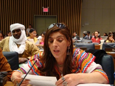 Kamira Nait Sid lors de cette 8ème session de l'Instance Permanente aux Questions Autochtones de l'ONU (PHOTO: DR)
