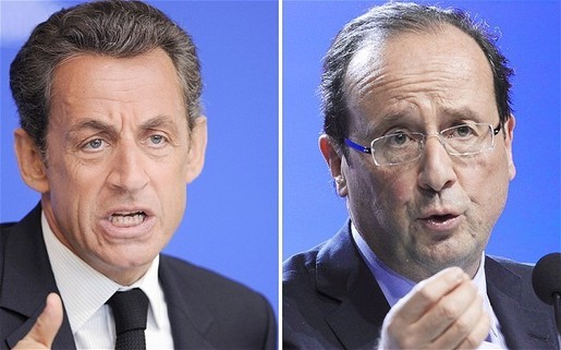 Nicolas Sarkozy (à gauche) et François Hollande (à droite)