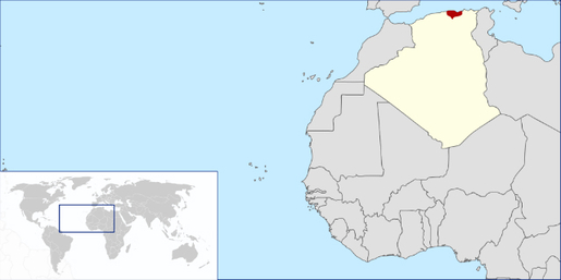 Carte de localisation de la Kabylie en Afrique du Nord (Photo : Wikimedia Commons)