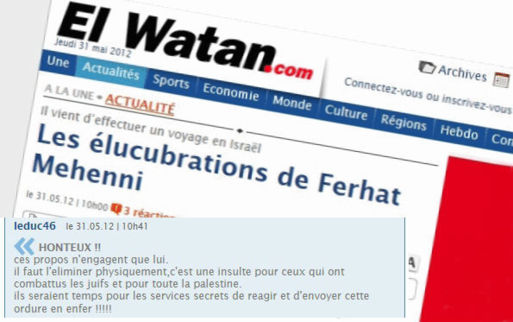Capture d'écran de l'édition en ligne du quotidien algérien El-Watan, du 31/05/2012 (PH/DR)