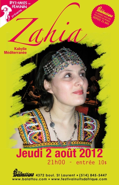 La chanteuse kabyle Zahia en concert au Balattou le 2 août.