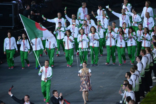 La délégation olympique algérienne lors de la cérémonie d'ouverture des JO de Londres le 27/07/2012 (PH/DR)