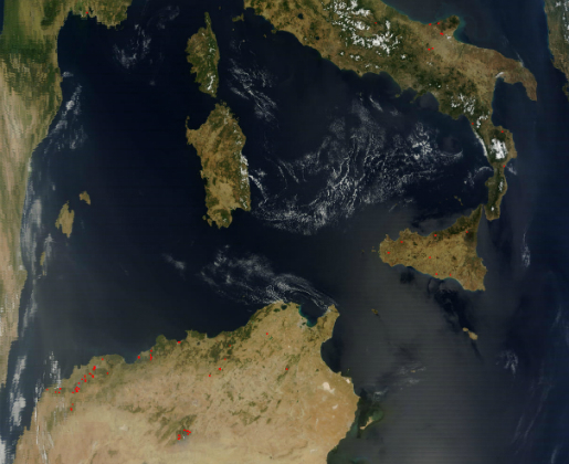 Les incendies en Méditerranée en temps réel - Terra/MODIS 17/08/2012 10:10 UTC (PH/NASA)