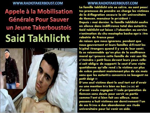 L'appel à solidarité qui avait été lancé par Radio Taqerbut pour sauver Said Takhlijt.PH/DR