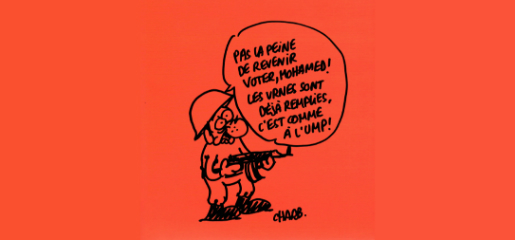 Charb de Charlie Hebdo offre au journal kabyle Tamurt une caricature sur les élections algériennes