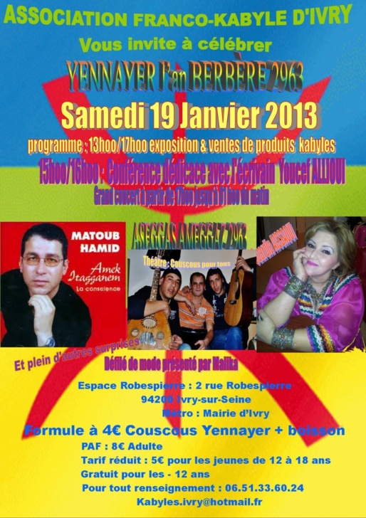 L'association Franco-Kabyle d'Ivry fête Yennayer le 19 janvier 2013