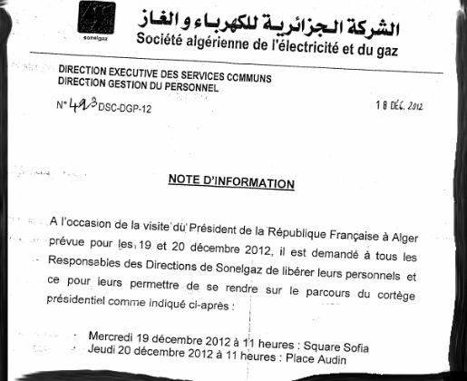 Congé pour aller applaudir Hollande et Bouteflika (PH/DNA)