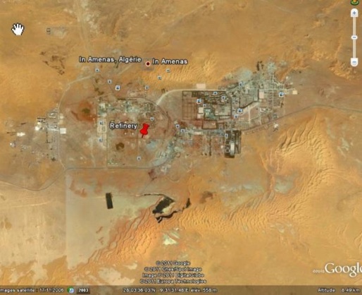 localisation satellite de la base de vie du groupement Sonatrach-British Petroleum-Statoil. (PH/DR)
