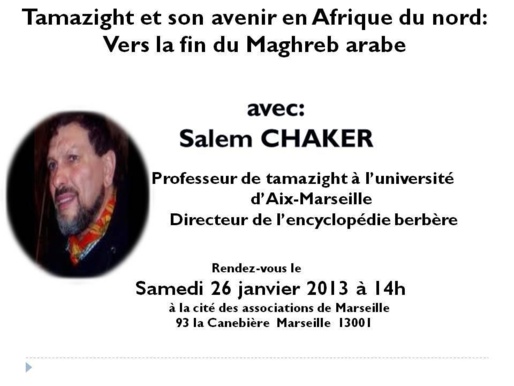 Affiche annonçant la conférence du professeur Salem CHAKER. (PH/DR)