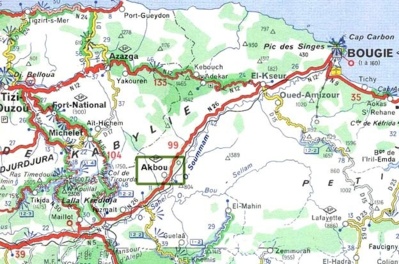 Carte géographique situant Akbou.(PH/DR)