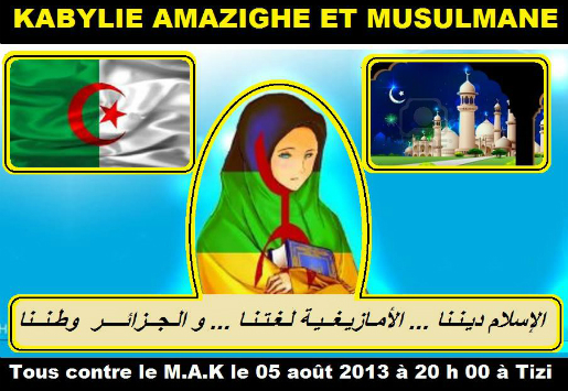 Alerte : des arabo-islamistes se donnent rendez-vous ce lundi 05 aout à 20h à Tizi-Ouzou