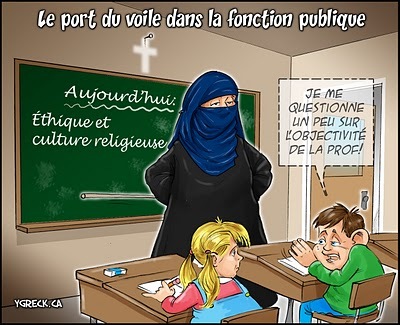 En 2009, au Québec, lors des débats sur l’éthique et la culture religieuse à l’école, une islamiste notoire, Najat Boughaba, a fait partie des « personnes ressources » pour un tel débat…cela renseigne un peu sur le degré d’intolérance du Québec, car et il n’est  peut-être pas inutile de préciser que cette islamiste était la rédactrice en chef d’un journal « québécois » ayant pour nom « l’Echo de l’Orient » qui faisait régulièrement l’éloge du Hezbollah  et de son chef  Hassan Nasrallah, comme il faisait l’éloge de l’enseignement de l’ayatollah Khomeiny…(PH/DR)