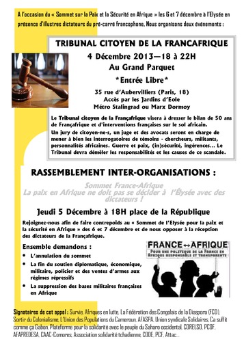 Sommet Françafrique les 6 et 7 décembre par 