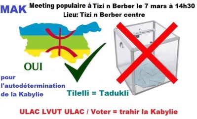 Activités du MAK : meeting le 07 mars à Tizi N-berber