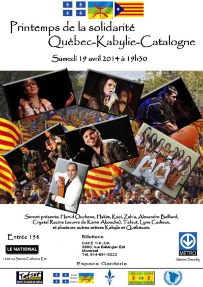 MONTRÉAL : Célébration du Printemps patriotique Kabylie-Québec-Catalogne. 