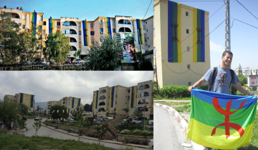 Iɛezzugen (Azazga) : une délagation du MAK se rend à la ville parée de drapeaux amazighs