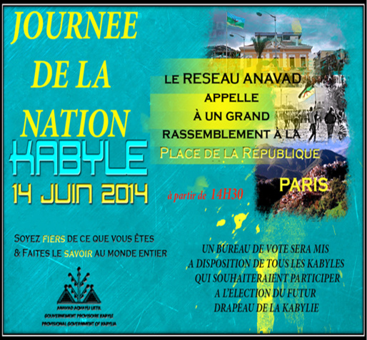 RÉSEAU ANAVAD: Appel du 14 juin pour la « Journée de la Nation Kabyle »