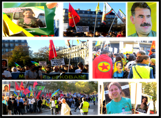 Manifestation à Paris pour Kobanê/ Le MAK et le Collectif des Amazighs en France solidaires avec les Kurdes