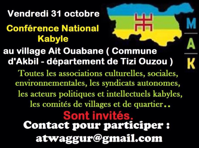 Conférence Nationale Kabyle, le 31 octobre à Ait Ouabane / Message de Racid At Ali Uqasi
