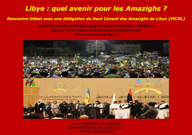 Rencontre-débat samedi 22 autour du thème : " Libye : quel avenir pour les Amazighs ? "