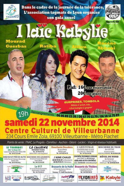 L'association Tagmats de Lyon organise son gala annuel sous le thème " I laïc Kabylie" L'association Tagmats de Lyon organise son gala annuel sous le thème " I laïc Kabylie"