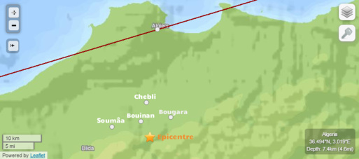 Le nord de l'Algérie secoué par un séisme de M 4,8 (USGS) (actualisé)
