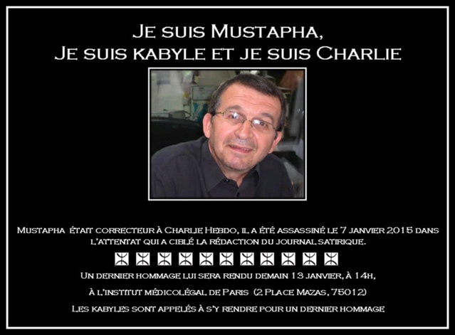 Charlie Hebdo ; Dernier Hommage à Mustapha Ourrad demain 13 janvier à 14h