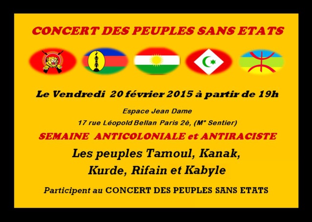 Concert des peuples sans Etats / Vendredi 20 Février à 19h Concert des peuples sans Etats / Vendredi 20 Février à 19h
