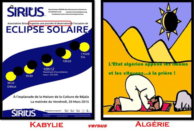 Eclipse solaire / L'Etat algérien, via son ministère des affaires religieuses, appelle les imams et les citoyens...à prier Eclipse solaire / L'Etat algérien, via son ministère des affaires religieuses, appelle les imams et les citoyens...à prier