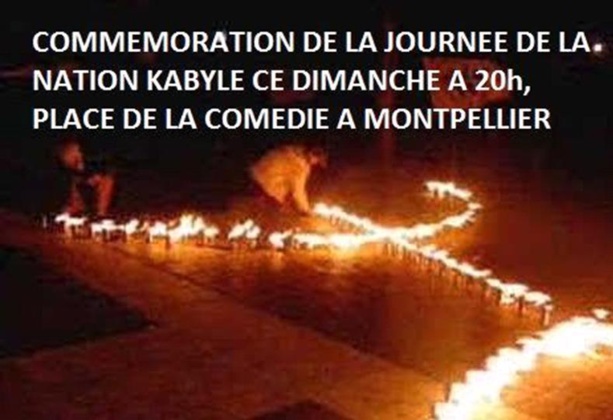 Célébration  de la Journée de la Nation KABYLE à MONTPELLIER DIMANCHE 14 JUIN à 20H, PLACE DE LA COMEDIE