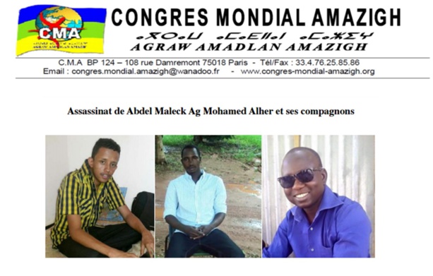 Le Congrès Mondial Amazigh (CMA) dénonce l'assassinat ciblé de militants dans l'Azawad