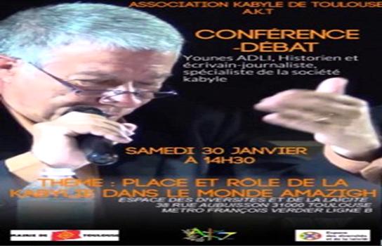 Conférence-débat : "Place et rôle de la Kabylie dans le monde amazigh", Samedi 30 janvier avec Younes ADLI
