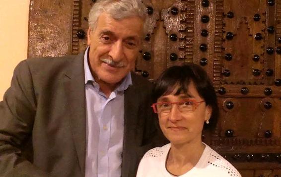 Rencontre entre le président de l'Anavad, M. Ferhat Mehenni et Mme Lorena Lopez de Lacalle Arizti, représentante internationale de la coalition basque Eusko Alkartasuna, en marge du Congrès Mondial Amazigh qui s'est tenu à Agadir du 24 au 26/08/2015 (PH/SIWEL Archives)