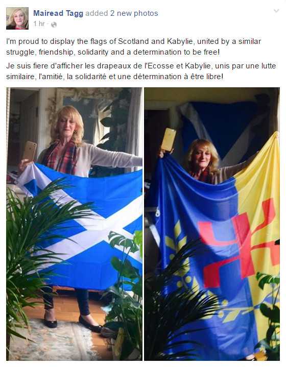 Alerte : Une indépendantiste écossaise menacée par des algérianistes pour son soutien aux souverainistes kabyles du MAK