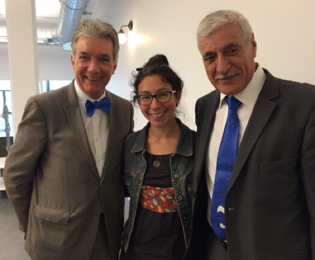 De g. à d. : Daniel Turp, Geneviève Baril et Ferhat Mehenni, le 02/09/2016 au si-ge de l'IRAI à Montréal (PH/DR)