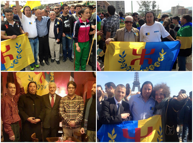 Yuva n Tala Hamu lors du premier lever du drapeau kabyle en Kabylie le 20/04/2015 et à Paris le 18/04/2015 (PH/SIWEL)