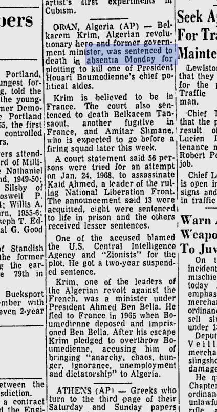 Article paru dans le Lewiston Evening Journal - 2dition du 8 Avril 1969, page 2 sur 10