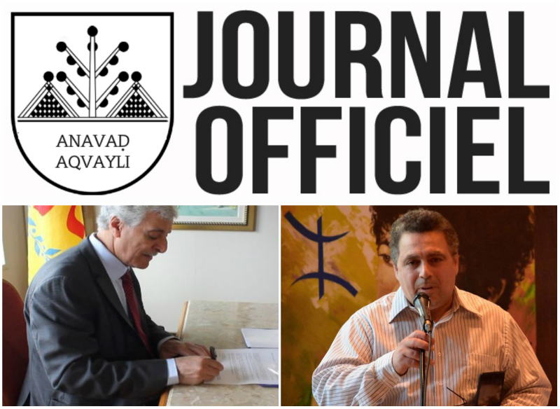 Le président de l'Anavad, Mas Ferhat Mehenni, paraphant les décrets à paraître au Journal officiel de l'Anavad (PH/SIWEL)