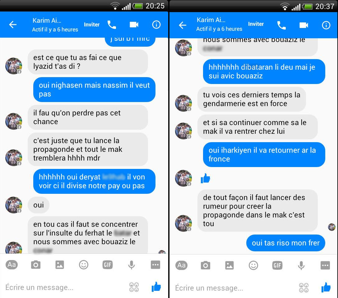 les passages floutés correspondent à des vulgarités