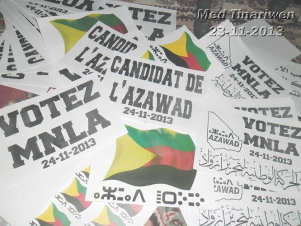 le MNLA a édité des tracts et des affiches appelant la population à voter MNLA (PH/Med Tinariwen)
