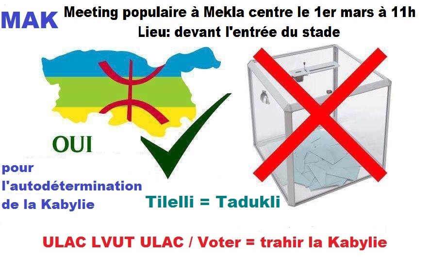 Mekla: le MAK organise un meeting populaire le samedi 1er mars